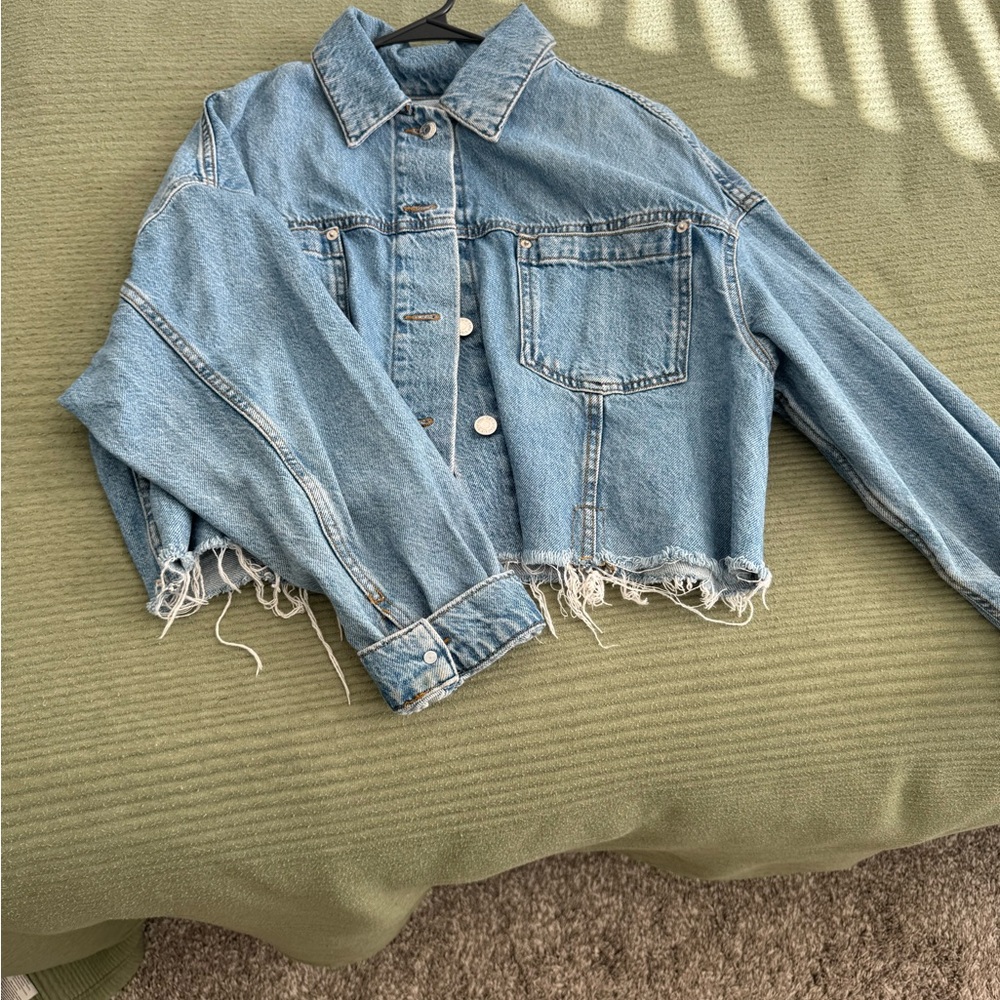 Zara Blue Distressed Jean Jacket